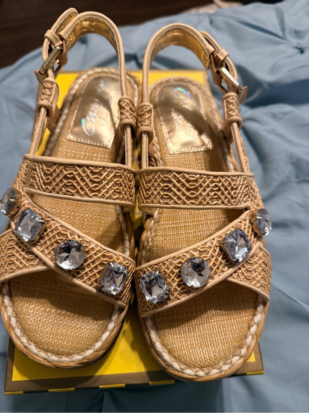Circus by Sam Edelman Woven Gemstone Slingback Sandals in Beige